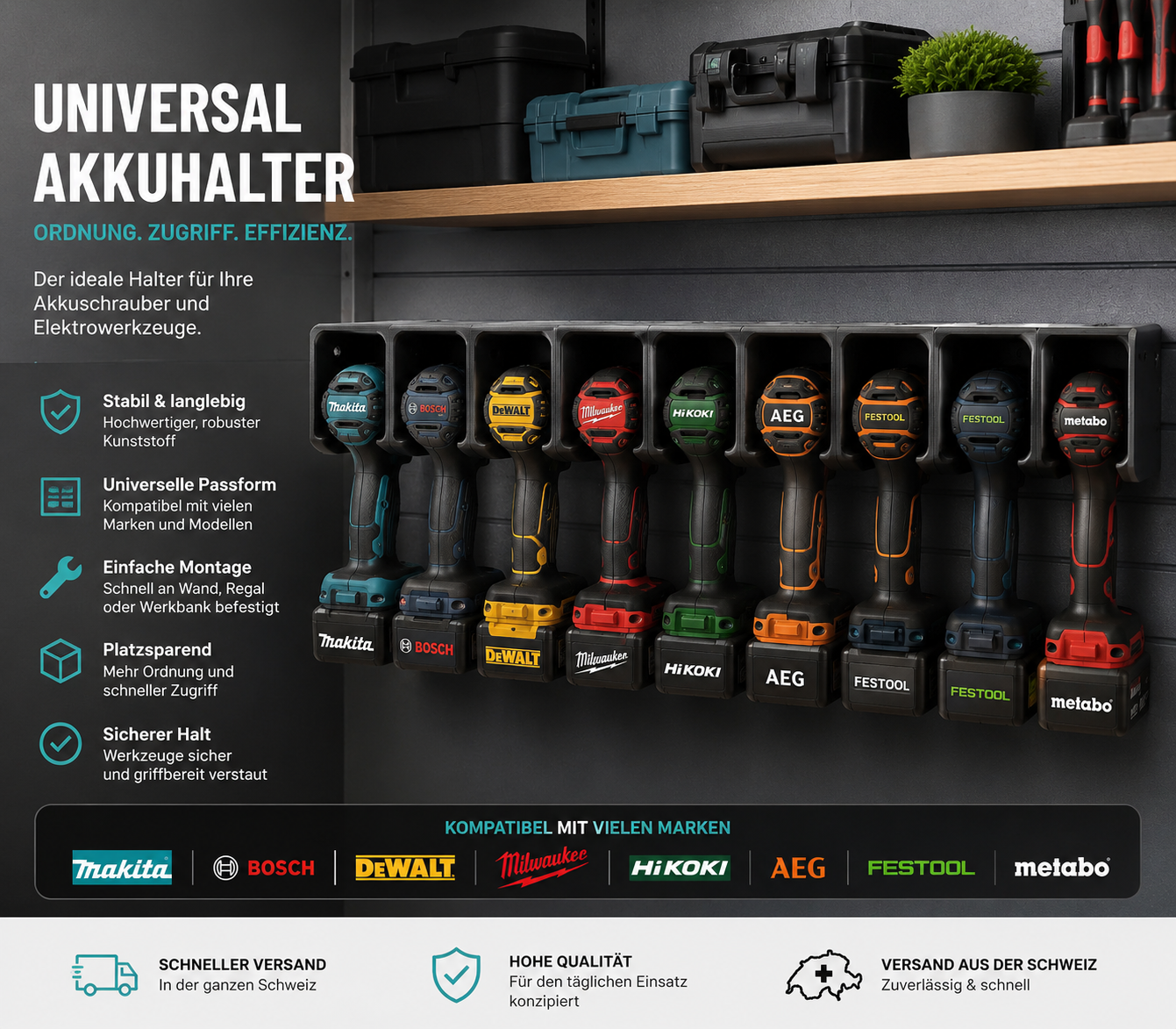 Einzelhalterung für Akkubohrmaschine