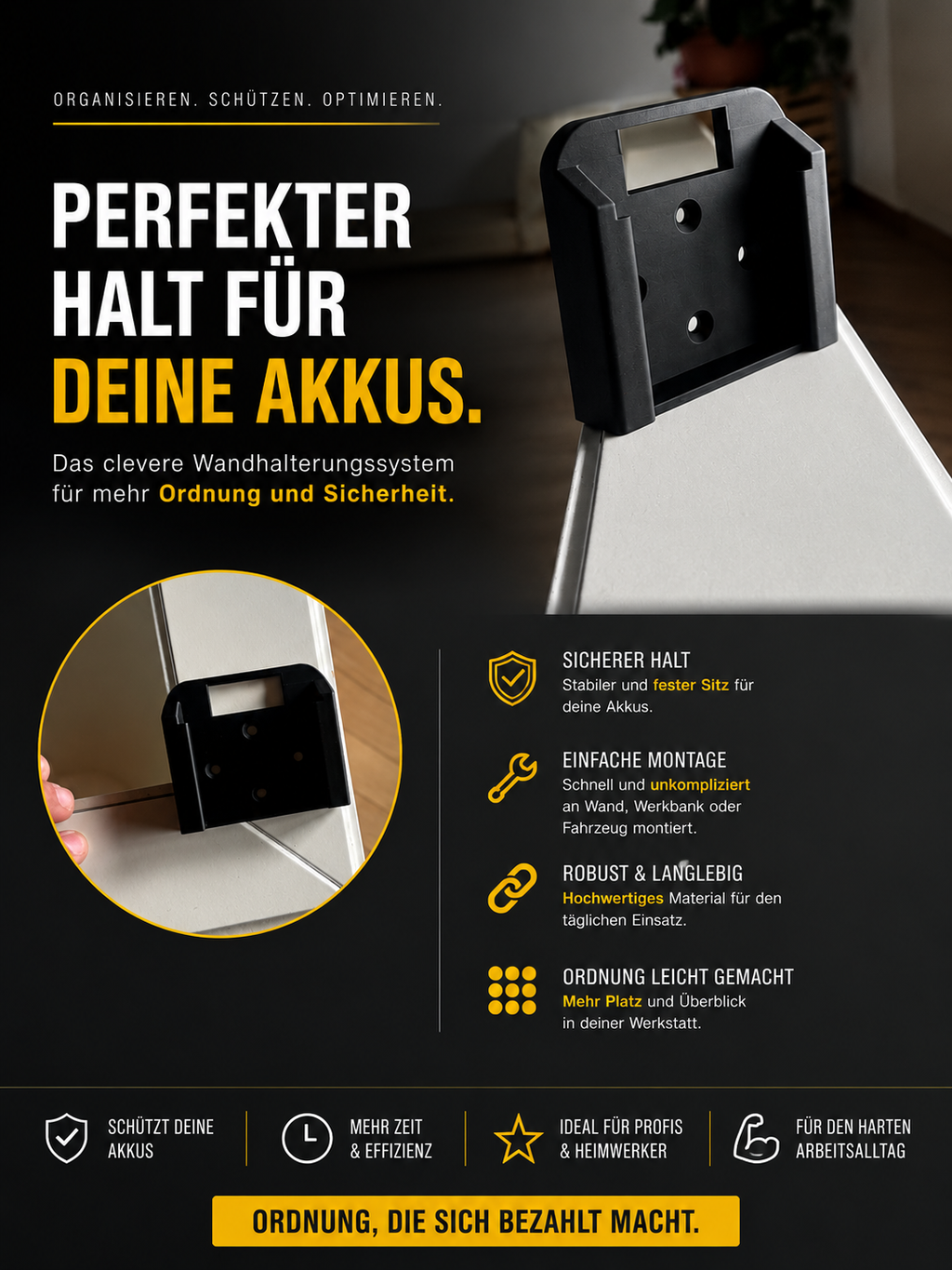 Akkuhalter / Batteriehalter für Werkzeug-Akkus